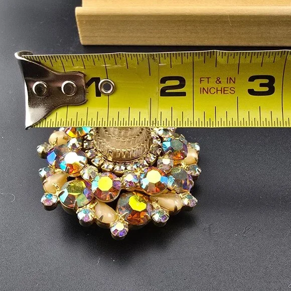 RARE Juliana D&E 2" Birthday Cake Statement Brooch Gold Tone Aurora Borealis - Picture 11 of 12